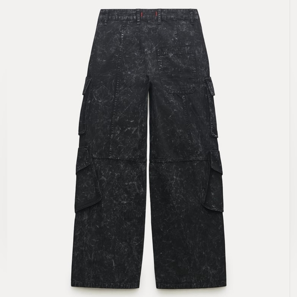 NWT ZARA Relaxed Mid-Waist Cargo Wide-Leg Jeans Zipper Detail ZW Collection XS,M - Picture 9 of 14